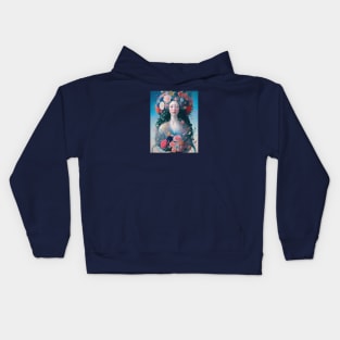 Renaissance mermaid with flowers Kids Hoodie